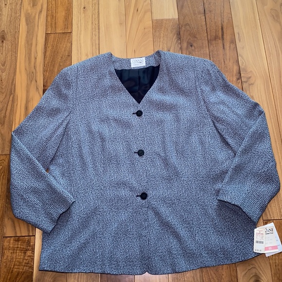 Gianni Blazer 3 Button Black and White Career Jacket Y2K Size 22 - Picture 4 of 14